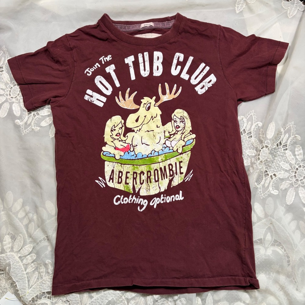Super Rare Abercrombie Hot Tub Club Graphic T-Shirt Mens Medium Muscle Fit Funny
